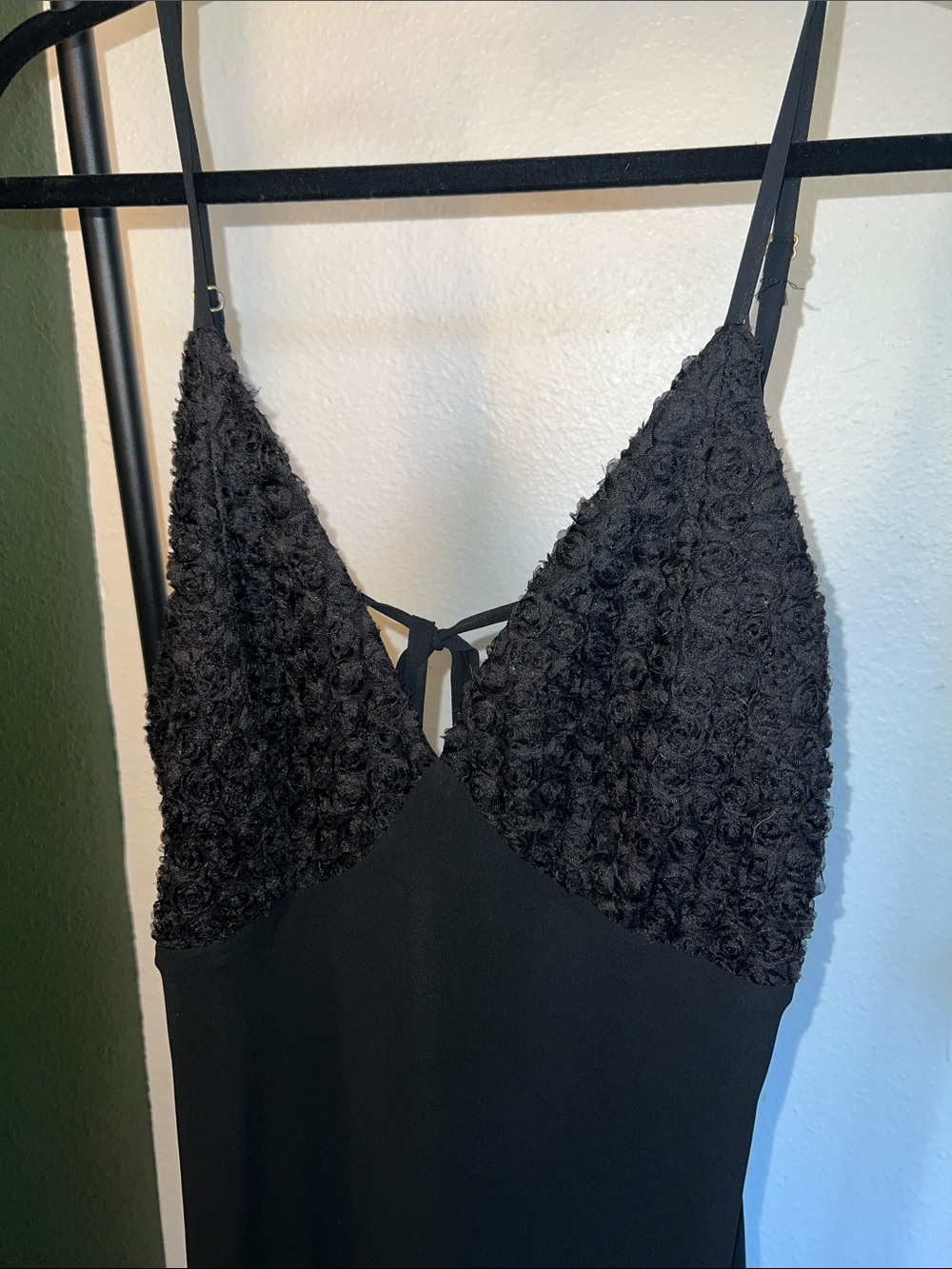 wild fable Black Lace-Trim Slip Maxi Dress